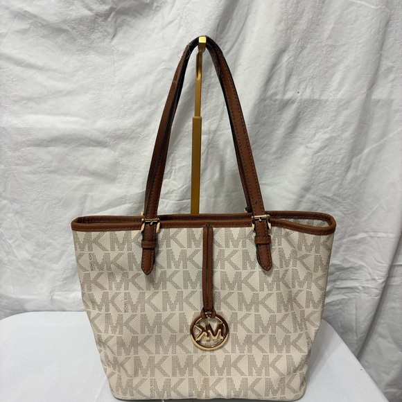 Michael Kors Beige and Tan Signature Tote - Picture 2 of 13